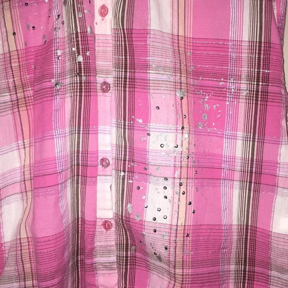Justice Girl Plaid Shirt/Blouse Size 14